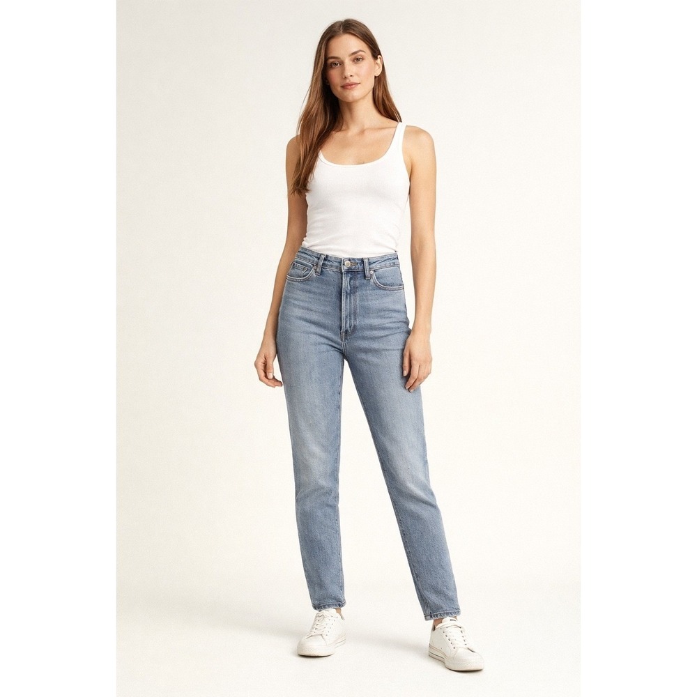 RE/DONE 90s High Rise Ankle Crop Jeans Light Wash Blue Size 31 Stretch Denim
